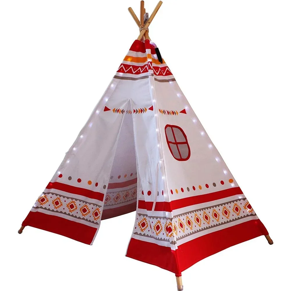 LED Tipi Zelt Rot / Weiss