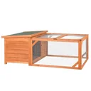 Kaninchenstall Hasenstall Kleintierhaus mit öffenbarem Asphaltdach Outdoor Indoor Hinterhof Tanne Orange+Grün 125,5 x 1