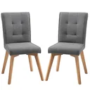 Esszimmerstühle 2er-Set mit Rückenlehne Leinen-Polyester-Gewebe Schaumstoff Gummiholz Grau 45 x 61,5 x 94 cm