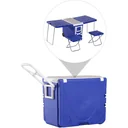 Kühlbox mit Rollen 28L tragbar Camping 3-in-1-Set mit 1 Seitentisch + 2 Hocker klappbar