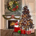 Schwarzwälder Weihnachtsbaum-Paket 180cm Silber + Weihnachtskugeln + Weihnachtsbeleuchtung + Weihnachtsgirlande + Schirm