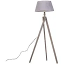 Stehlampe Stehleuchte Tripod Skandinavisch 40W Holz + Leinen beige 52 x 52 x 146 cm