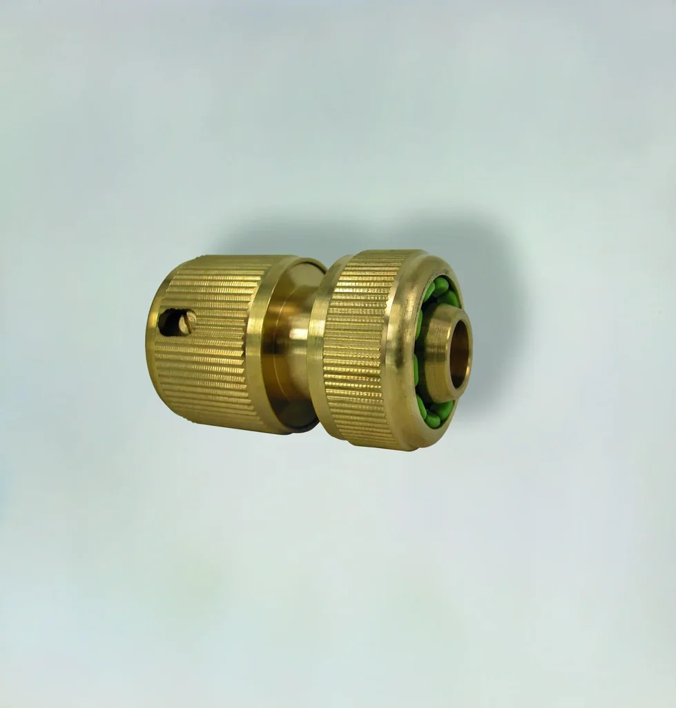 Schlauchanschlussstück aus Messing, Stecksystem für 3/4", mit Wasserstopp