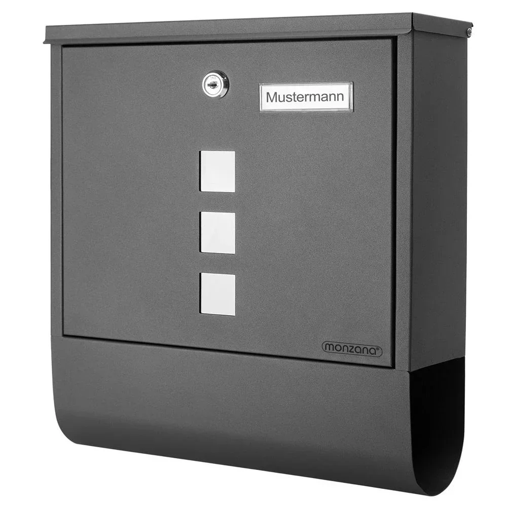 Briefkasten mit Zeitungshalter anthrazit 30,5x8,5x33,5cm