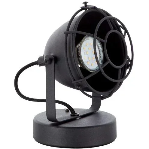 Tischleuchte Carmen XS grill industriell floodlight mat Holzschwarz 28W Ø 13 cm
