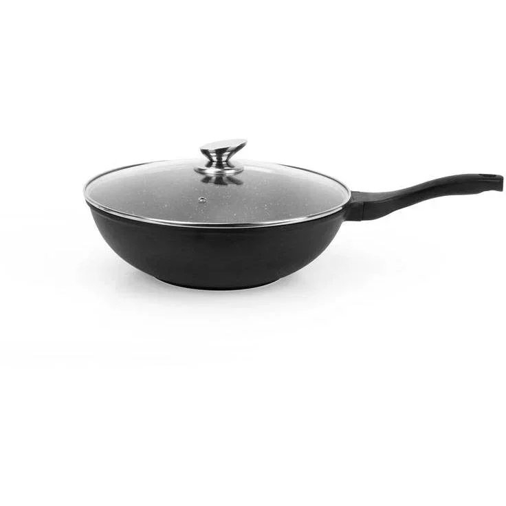 Wokpfanne - mit Glasdeckel - 32cm - Schwarz