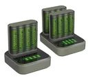 USB Schnellladegerät mit Docking Station, LCD Ladestandsdisplay für 4 AA / AAA NiMH Akkus inklusive 4 ReCyko (AA) 2600mA