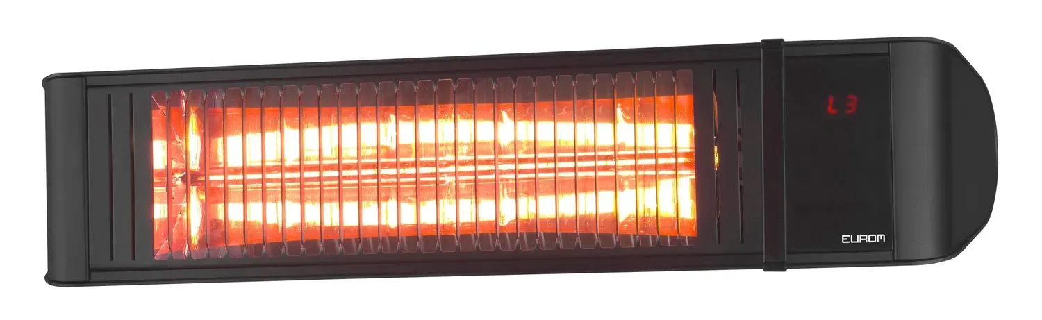 Heizstrahler, Terrassenheizstrahler, Wärmestrahler terrasse - Modell Golden 2000 Amber Foc, mit Schutzgitter, Aluminium, Schwarz