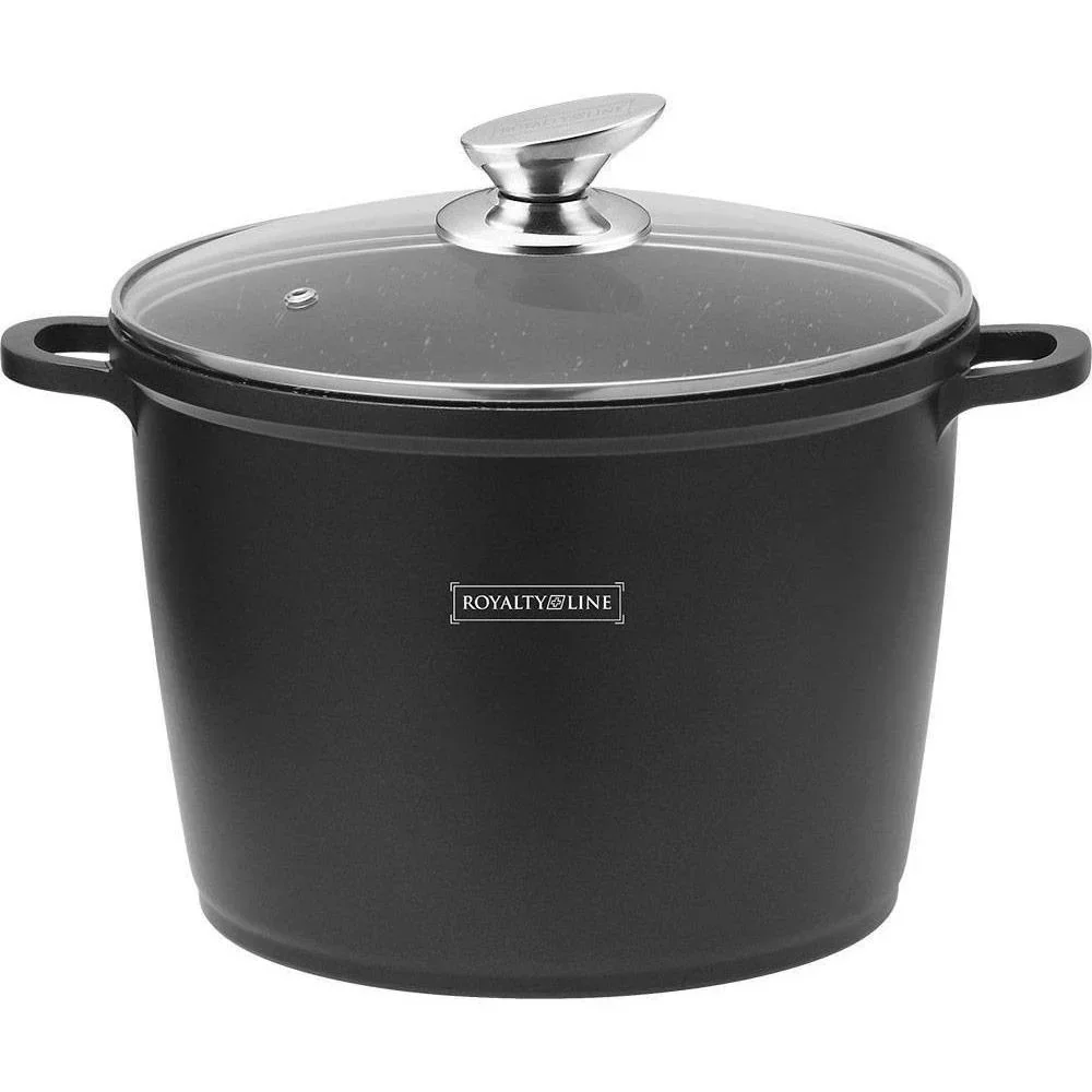 Marmorierte Fritteuse mit Glasdeckel schwarz 28cm