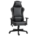 Ergonomischer Gaming Stuhl, mit Wippfunktion höhenverstellbar PU Stahl, Schwarz+Grau, 68 x 63 x 126-133 cm