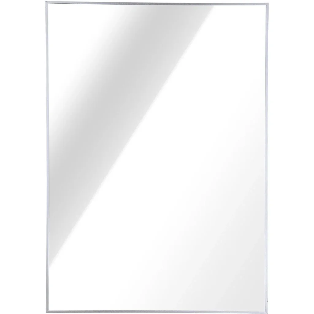 Wandspiegel Badspiegel 60 x 80 cm Spiegel Flurspiegel Aluminiumrahmen Silber