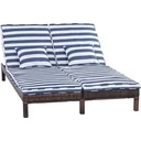 Gartenliege, Doppelliege, Relaxliege für 2 Personen, Luxus Lounge, 5-stufige Rückenlehne, Metall, PE Rattan, Blau, 195 x