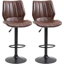 Barhocker 2er Set - mit Fußstütze und Rückenlehne - Braun - 45,5 x 52,5 x 97-117 cm