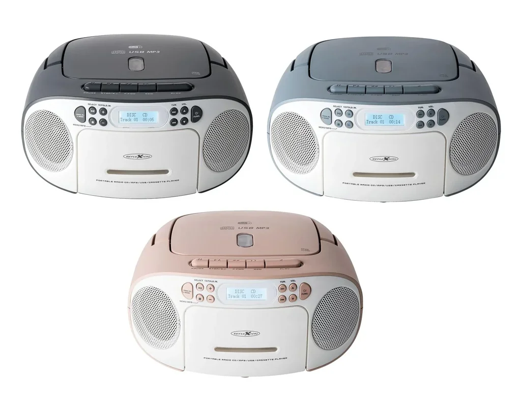 CD Radio Boombox mit DAB+/UKW-Radio, MP3/CD, Kassette und AUX-IN, blau