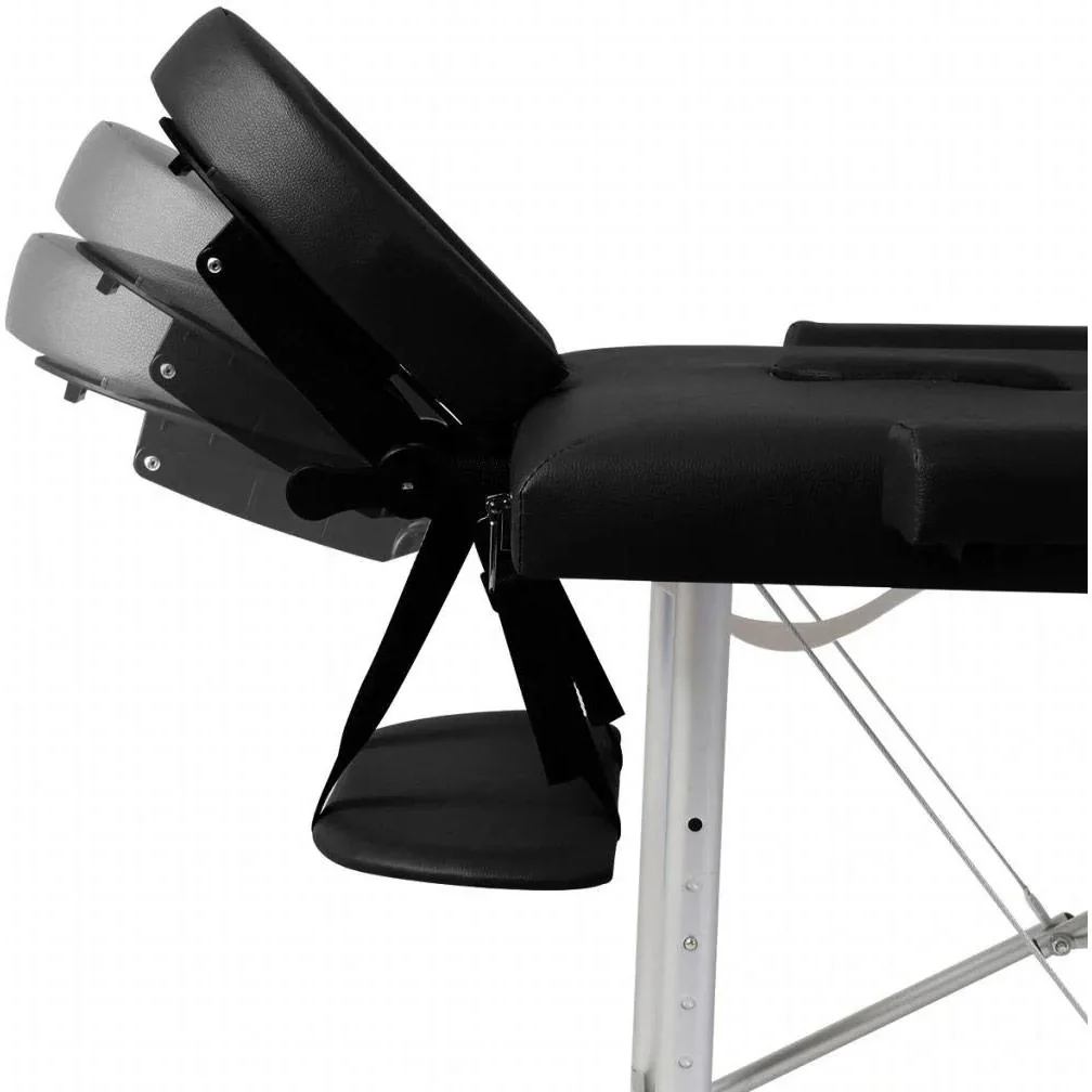 Klappbare Massageliege mit 2 Zonen Aluminiumrahmen schwarz