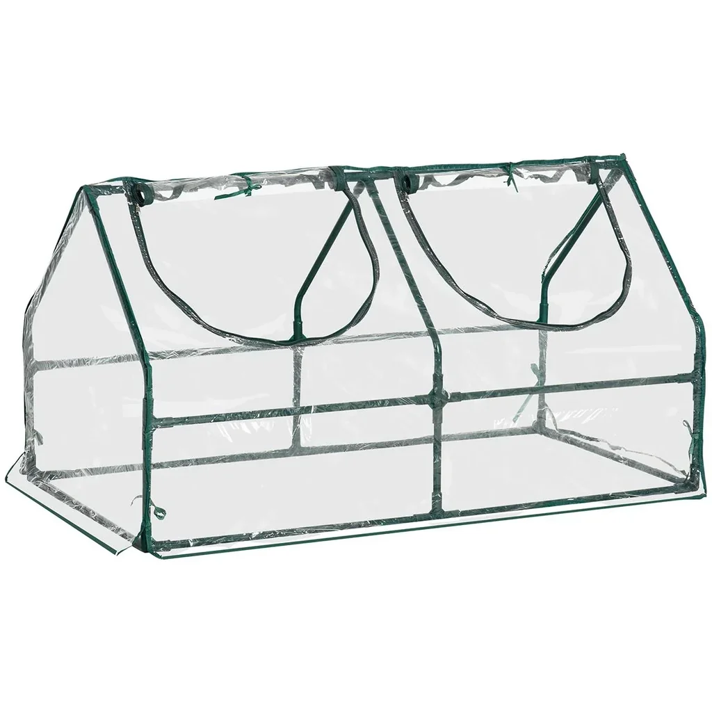 Gewächshaus mit Fenster PVC Treibhaus Tomatenhaus Frühbeet 120x60x60cm transparent