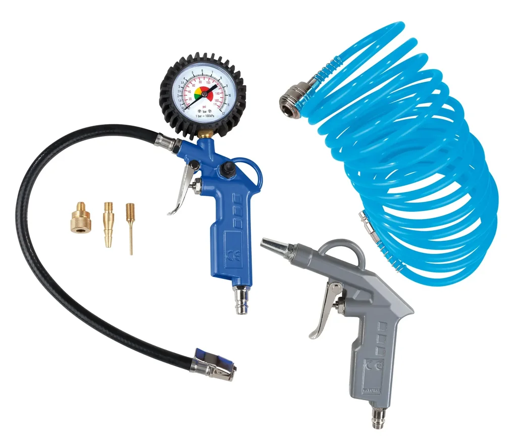 Set Druckluft-Ausblaspistole mit Tülle + Druckluft-Werkzeug-Set, 5tlg.