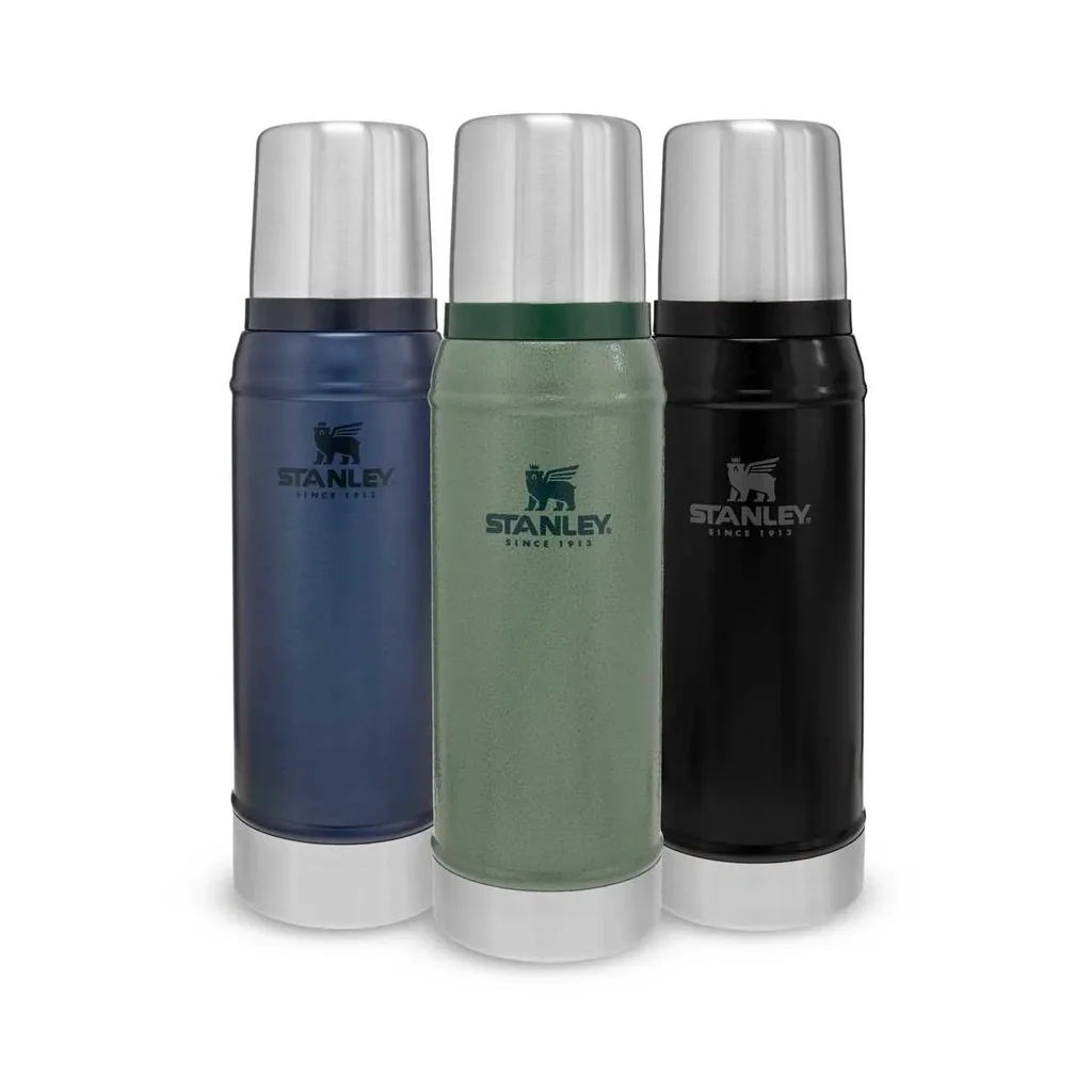 Classic Vakuum-Flasche 0,75 l, Hammertone grün, doppelwandige Vakuumisolierung, Trinkbecher