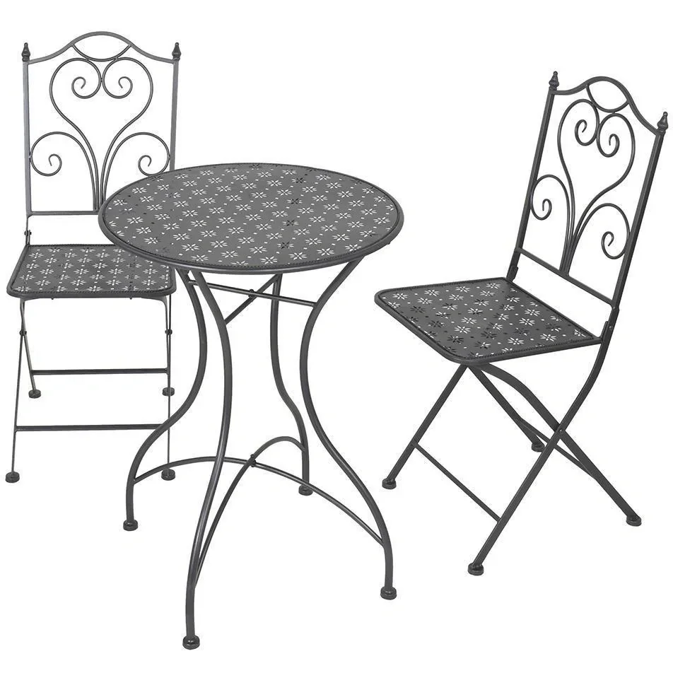Pro Garden Bistro Garten-Set - 3 Stück - Metall - Schwarz