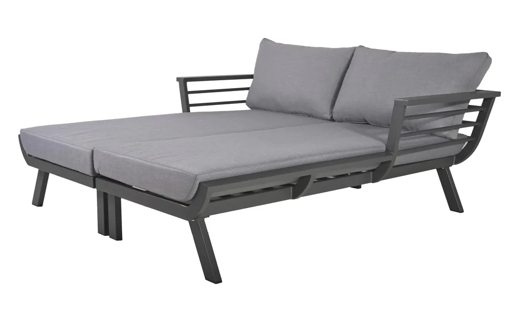 Doppelliege DELIA, Alu, dunkelgrau / Polyester, grau