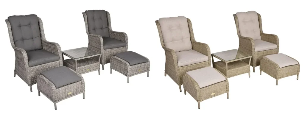 Sessel-Set VALENCIA, 5-teilig, Stahl / Kunststoffgeflecht / Polyester, anisbraun