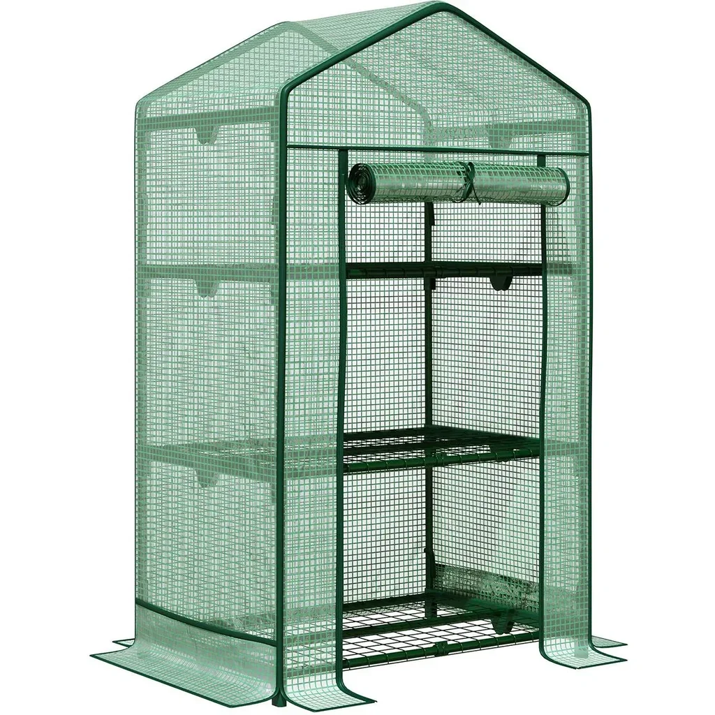Spitzengewächshaus mini - 3 Ebenen - Rolltor - 69 x 49 x 125 cm