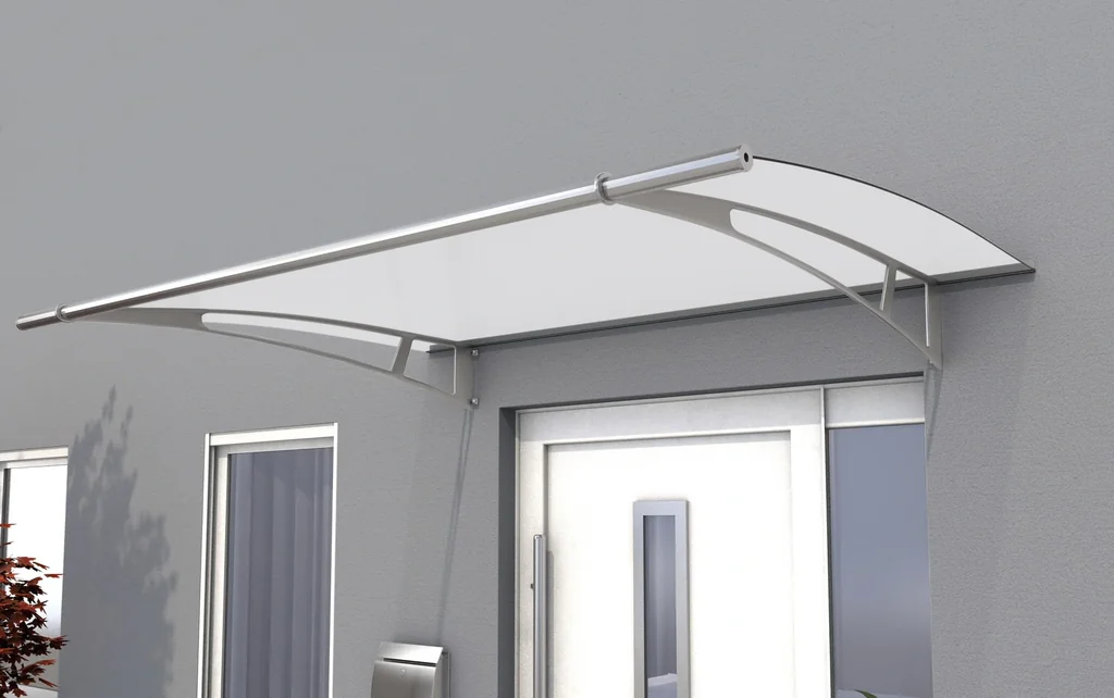 Pultvordach XL 205, 205 x 142 x 25 cm, Edelstahl, 6 mm satiniert weiß
