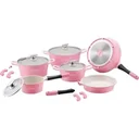 14 Stück Marmorbeschichtetes Kochgeschirr - Pink