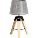 Tischlampe Dreibein Tischleuchte E27 Leinenoptik Kiefer Grau