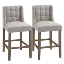 2er-Set Barhocker moderne Küchenstühle Barstühle für Küche mit niedriger Rückenlehne Leinen-Touch Gummiholz Beige 47 x 5