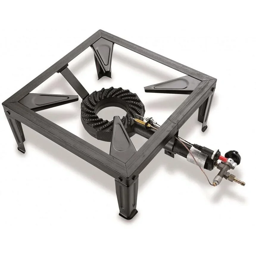 Gusseisen 1 Brenner Camping Gaskocher mit Thermoelement 7,5 KW 37cm 4 Füße