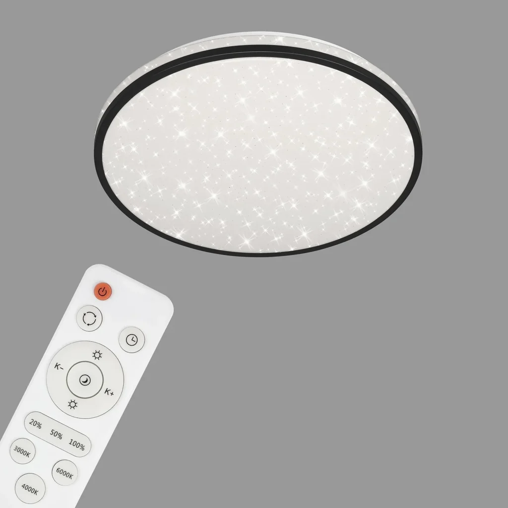 LED Deckenleuchte mit Sternendekor, rund, Ø 38, CCT, 24 Watt, schwarz