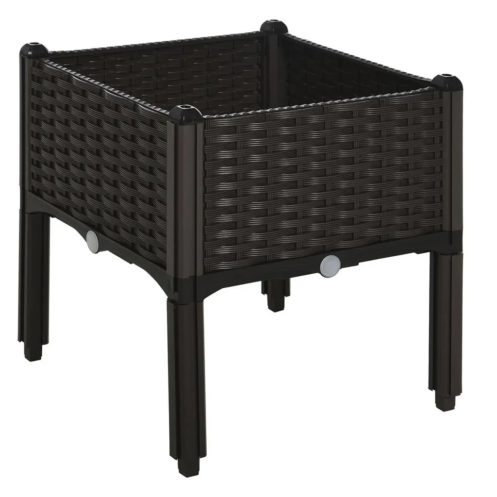 Hochbeet in Rattan-Optik dunkelbraun