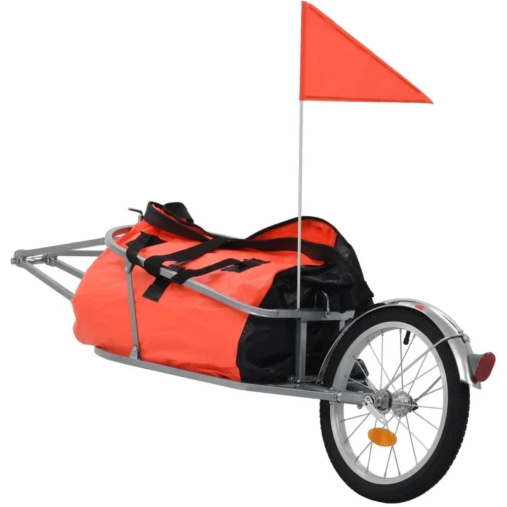 Fahrradanhänger mit Tasche orange und schwarz