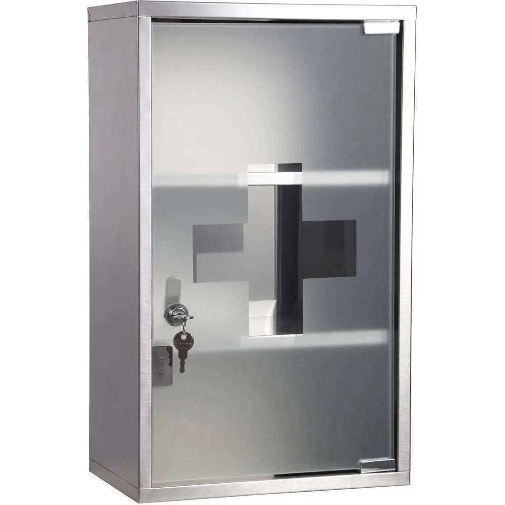 Edelstahl Medizinschrank mit Schloss und 3 Fächern