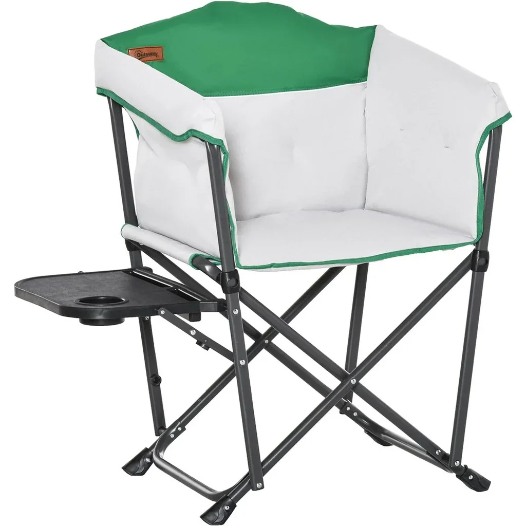 Campingstuhl mit Getränkehalterung weiss, grün