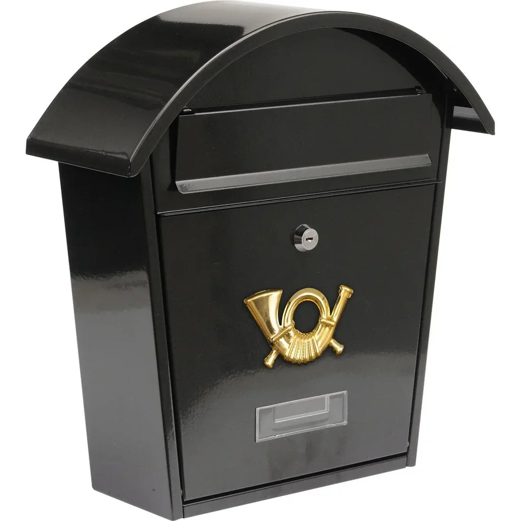 Briefkasten schwarz mit 2 Tasten - 380x320x105 mm