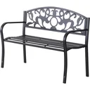 2-Sitzer Sitzbank Gartenbank Metallbank mit Armlehne Landhausstil Metall Schwarz 128 x 50 x 91 cm