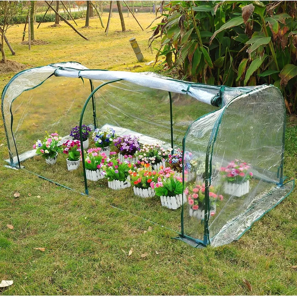 Gewächshaus mit 2 seitlichen Rolltüren transparent