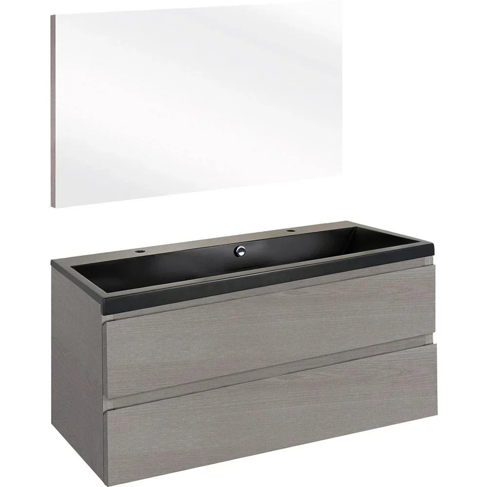 Concept Badezimmermöbel met spiegel 100cm - gris/schwartz