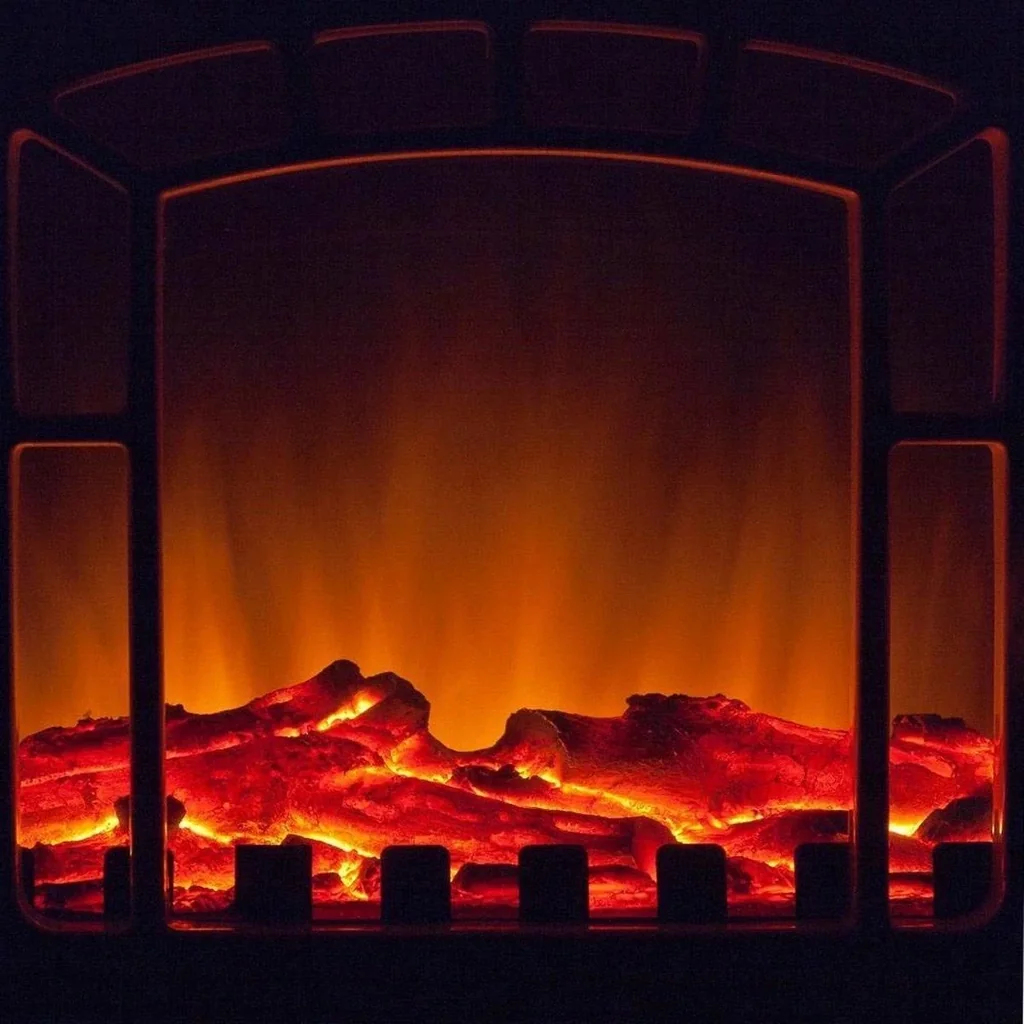 Elektrischer Kamin mit Heizung und offenem Flammeneffekt 2000W weiß