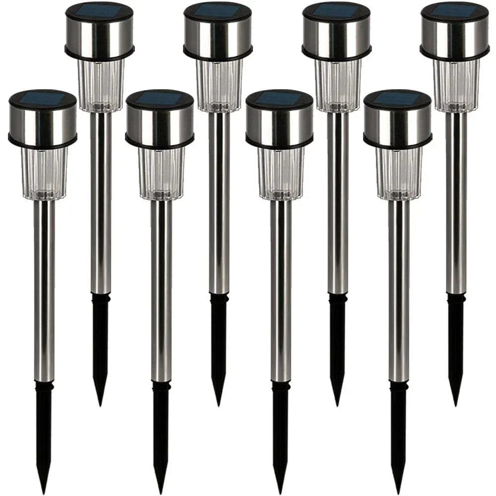LED Solarlampen 8er Set - Edelstahl - Gartenbeleuchtung - Spülenstrahler- 31cm