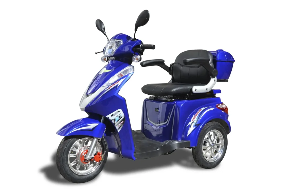 Elektro Dreirad blau - herausnehmbarer Li-Io Akku 20 Ah - 25 km/h - Seniorenmobil