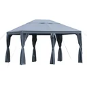 Gartenpavillon Pavillon Gartenzelt Festzelt Partyzelt mit 6 x Seitenwand Metall + Polyester Grau 4 x 3 x 2,85 m