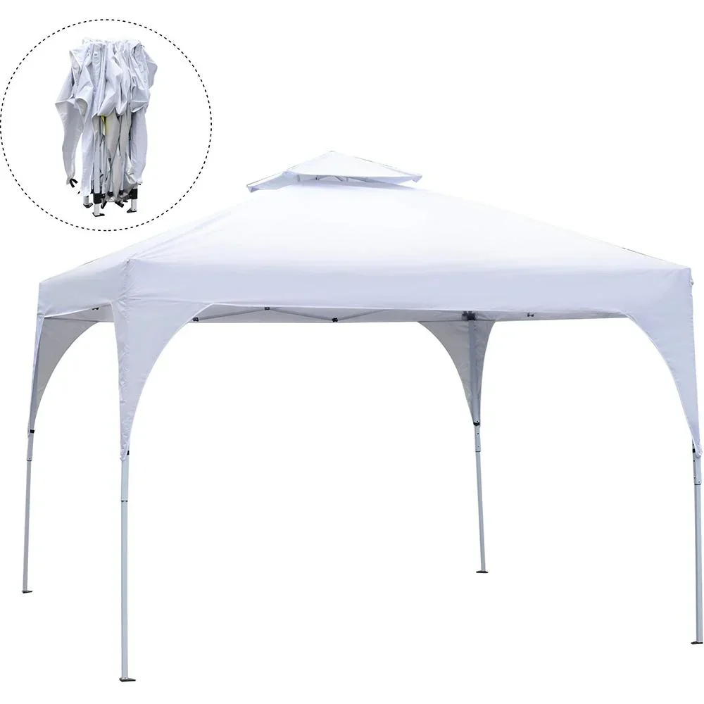Pavillon Gartenpavillon Partyzelt Gartenzelt Festzelt Doppeldach UV-beständig Wasserabweisend Metall + Oxford Weiß 3 x 3