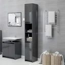 Badschrank 30x30x183,5 cm Spanplatte Hochglanz grau