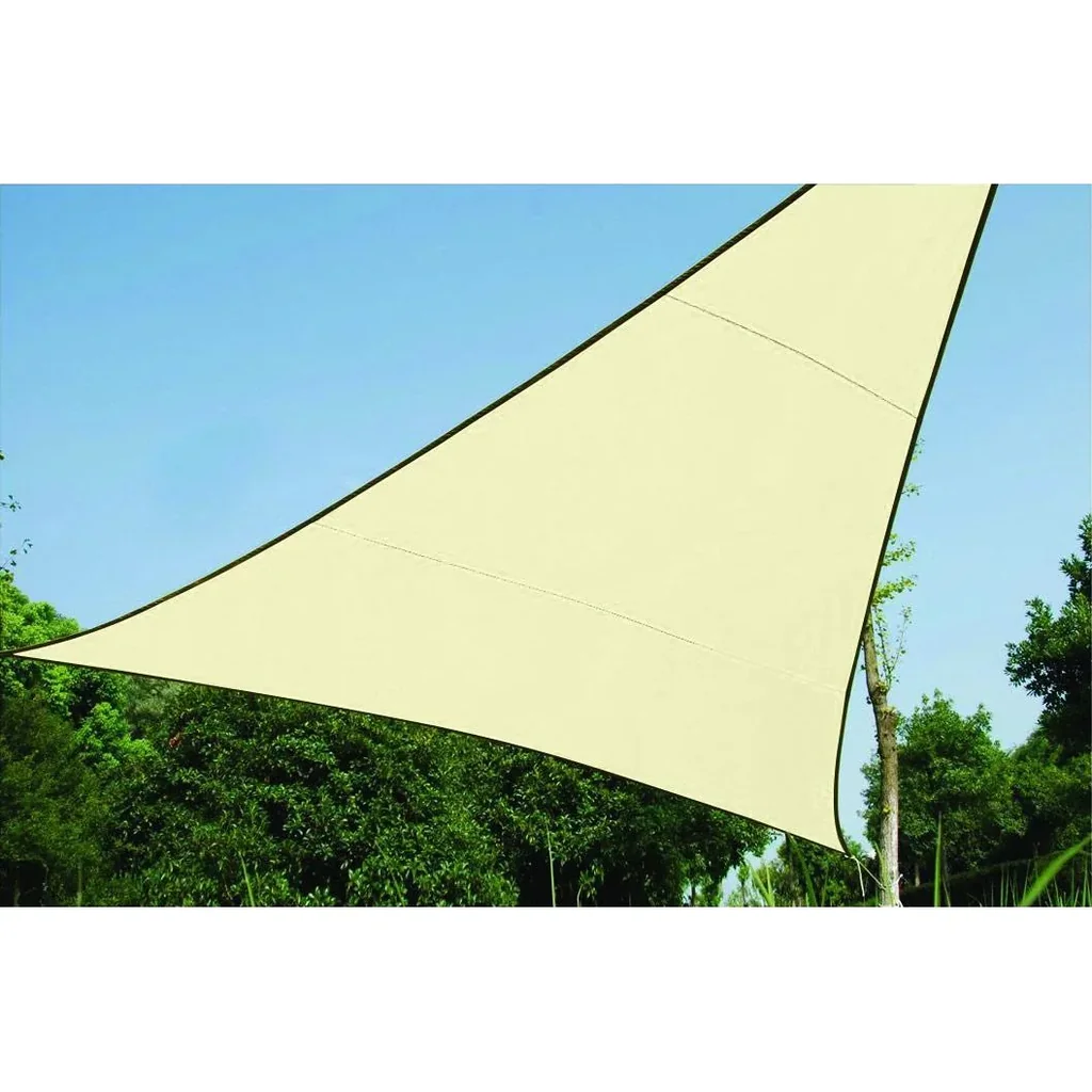 wasserdurchlässiges sonnensegel - dreieckig - 5 x 5 x 5 m - champagne
