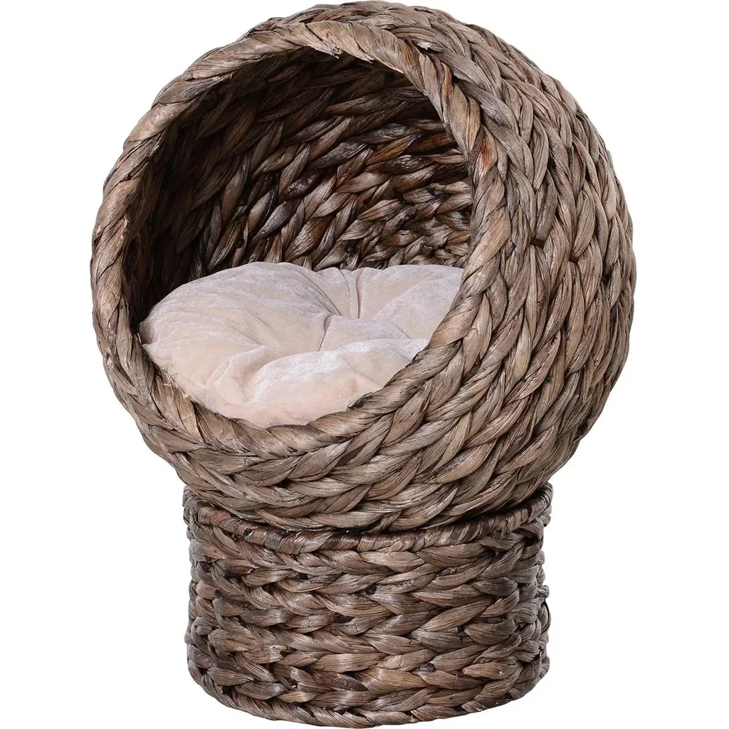 Katzenkorb mit Kissen braun