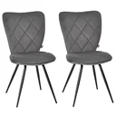 2er-Set Esszimmerstühle Küchenstuhl Polsterstuhl mit Rückenlehne Flanell Schaumstoff Stahl Grau+Schwarz 47 x 62 x 91 cm