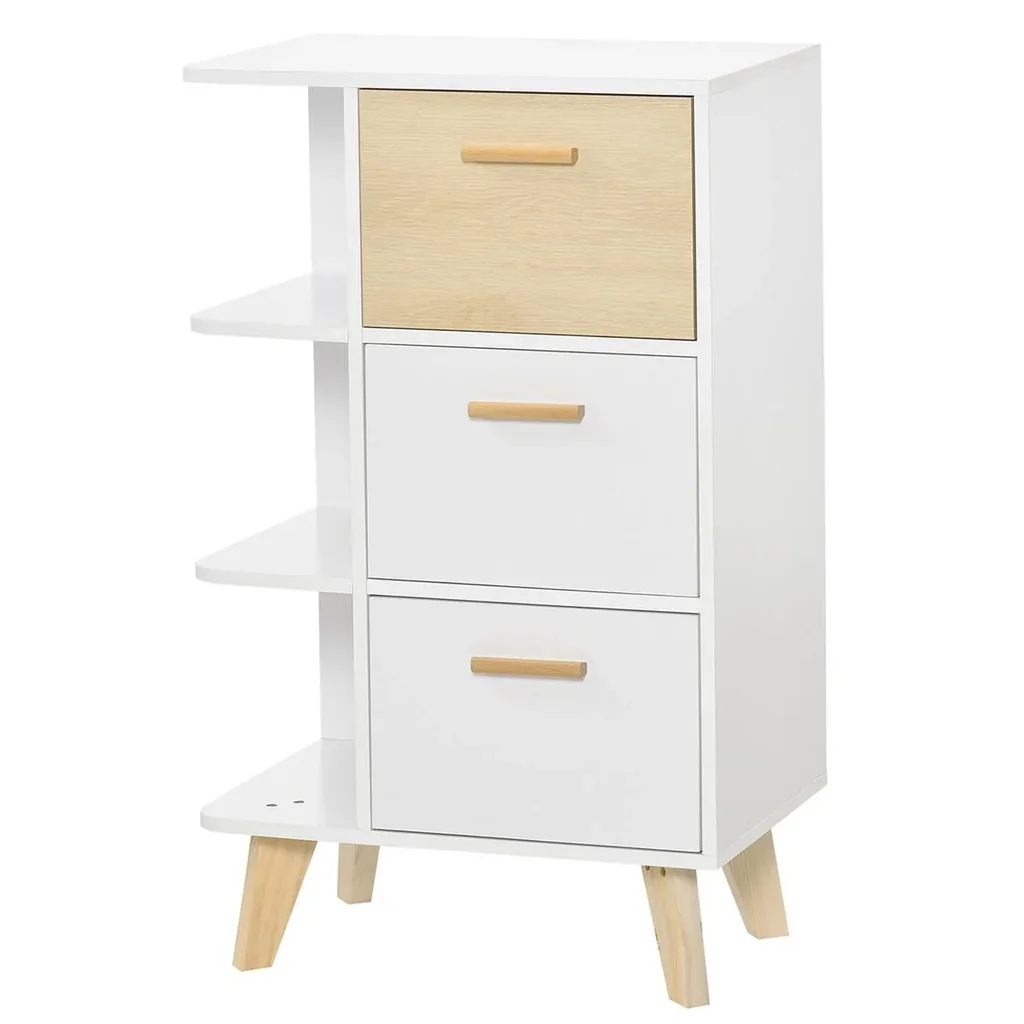 Sideboard Kommode Schrank mit 3 offenen Ablagen Schubladen Aufbewahrungsschrank Mehrzweckschrank für Wohnzimmer Schlafzi